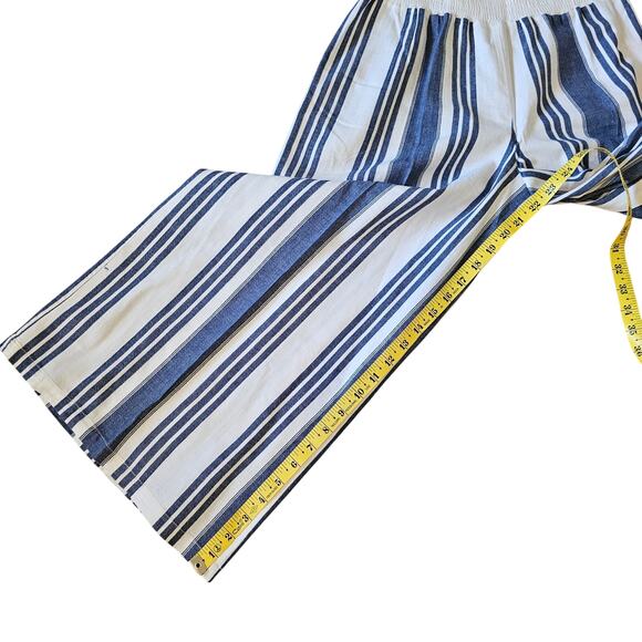 Taylor & Sage Navy White Stripe Cotton Capri Pants Wide Leg Size S - Picture 5 of 6